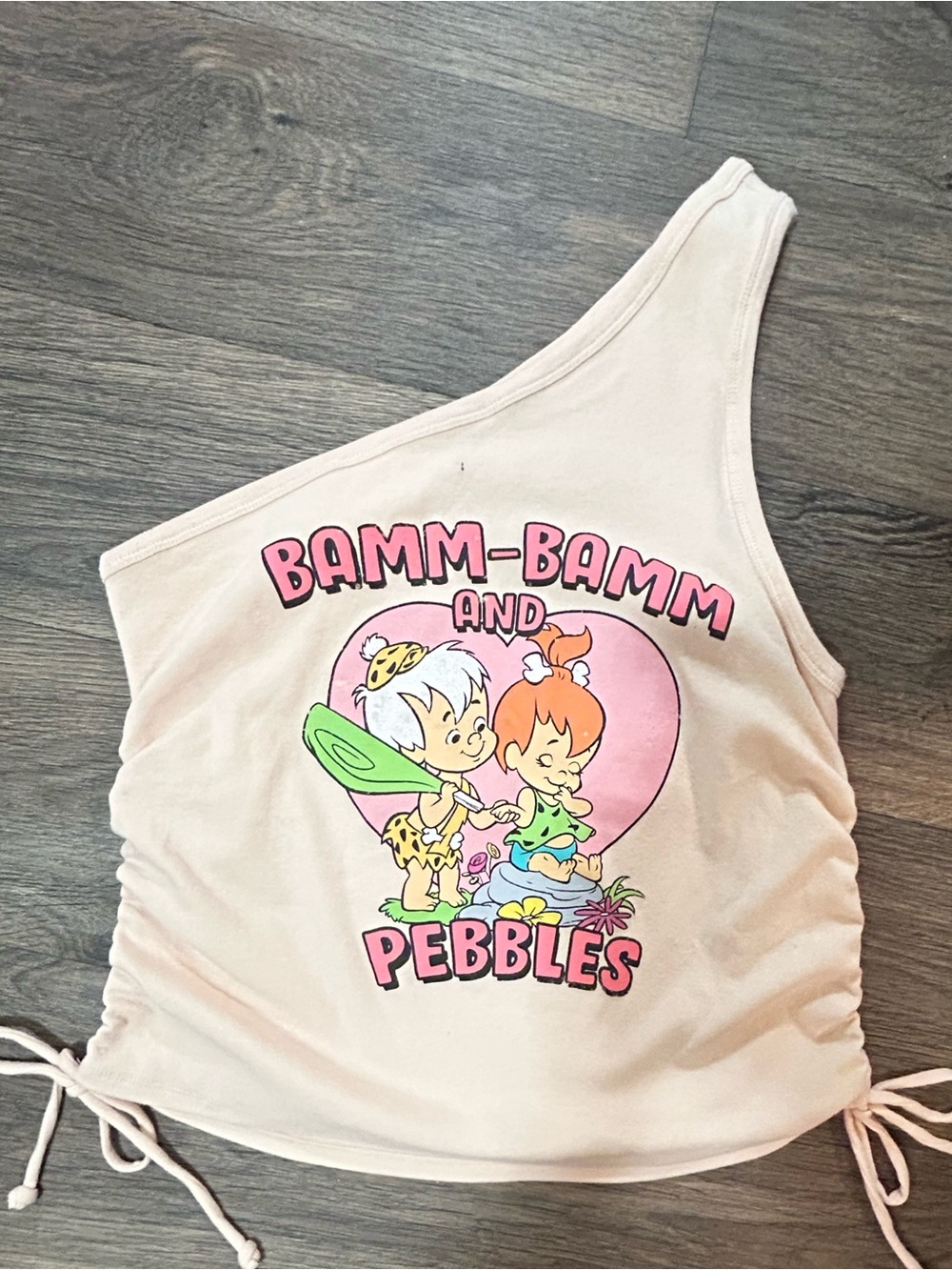 Bamm-Bamm and Pebbles Pink One-Shoulder Women's Tank Top